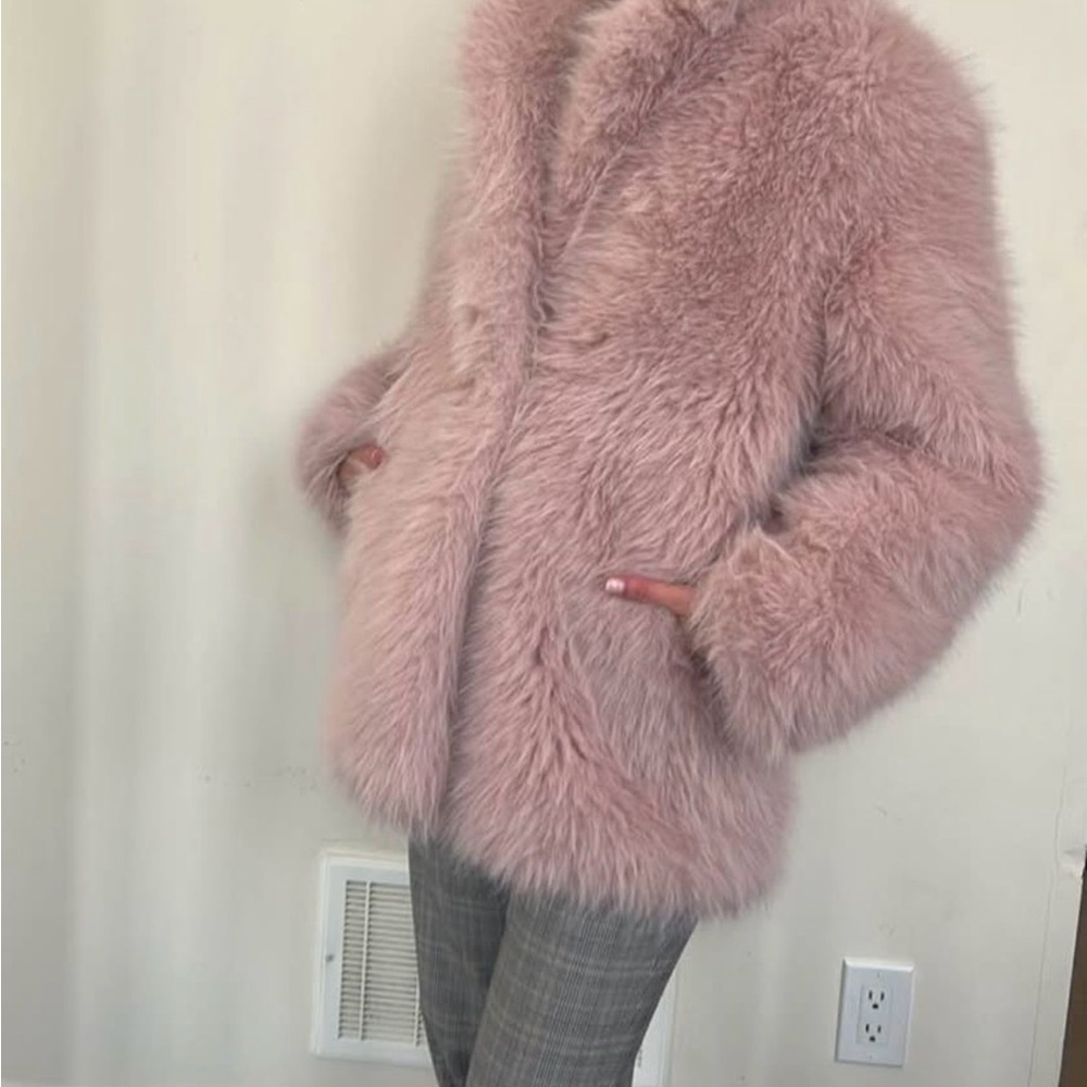 Pink faux fur coat by MNG